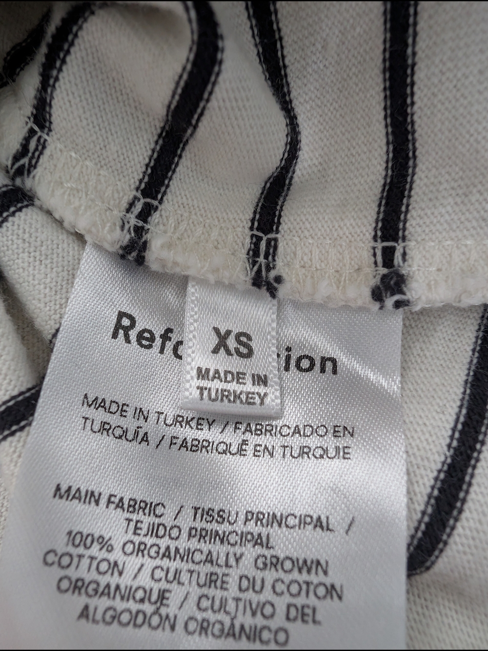 Reformation White & Black Striped Tee | Crew Neck | Size XS - Picture 7 of 8
